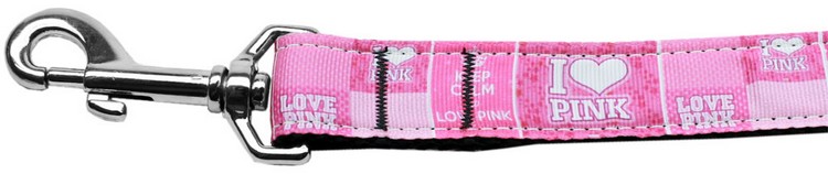 I Heart Pink Nylon Dog Leash 5/8 inch wide 4ft Long